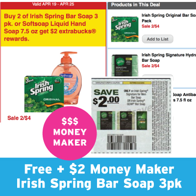 HOT! $2 Money Maker Irish Spring Bar Soap 3pk @ CVS ...
