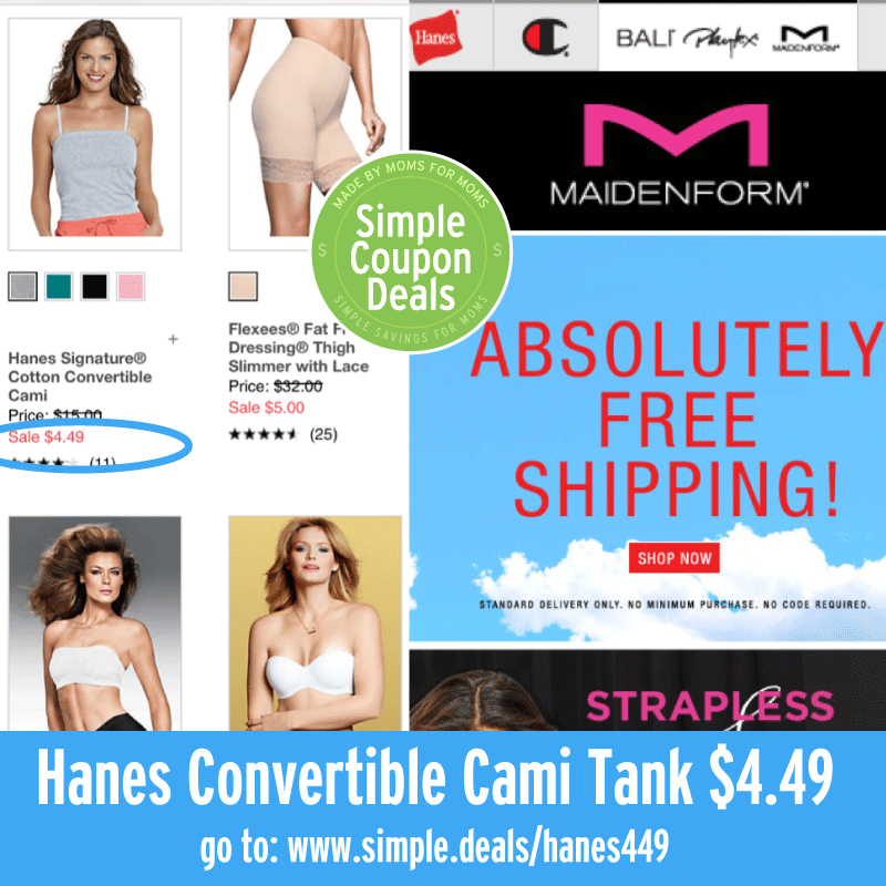 Hanes Convertible Cami Tank only 4.49 + FREE Shipping on everything