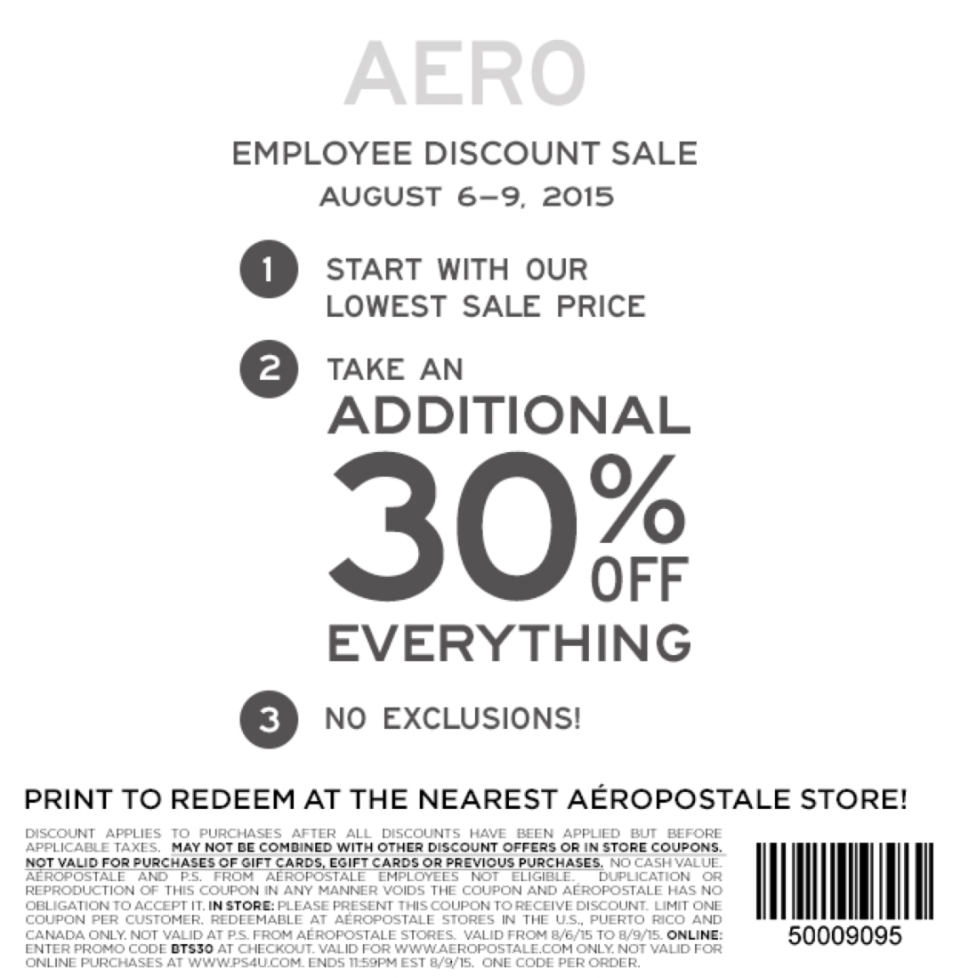 FREE 10 Aéropostale Gift Card instore offer Simple Coupon Deals