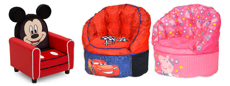 Kids Character Bean Bag Chairs $19.99 + Disney Upholstered Chairs $59.